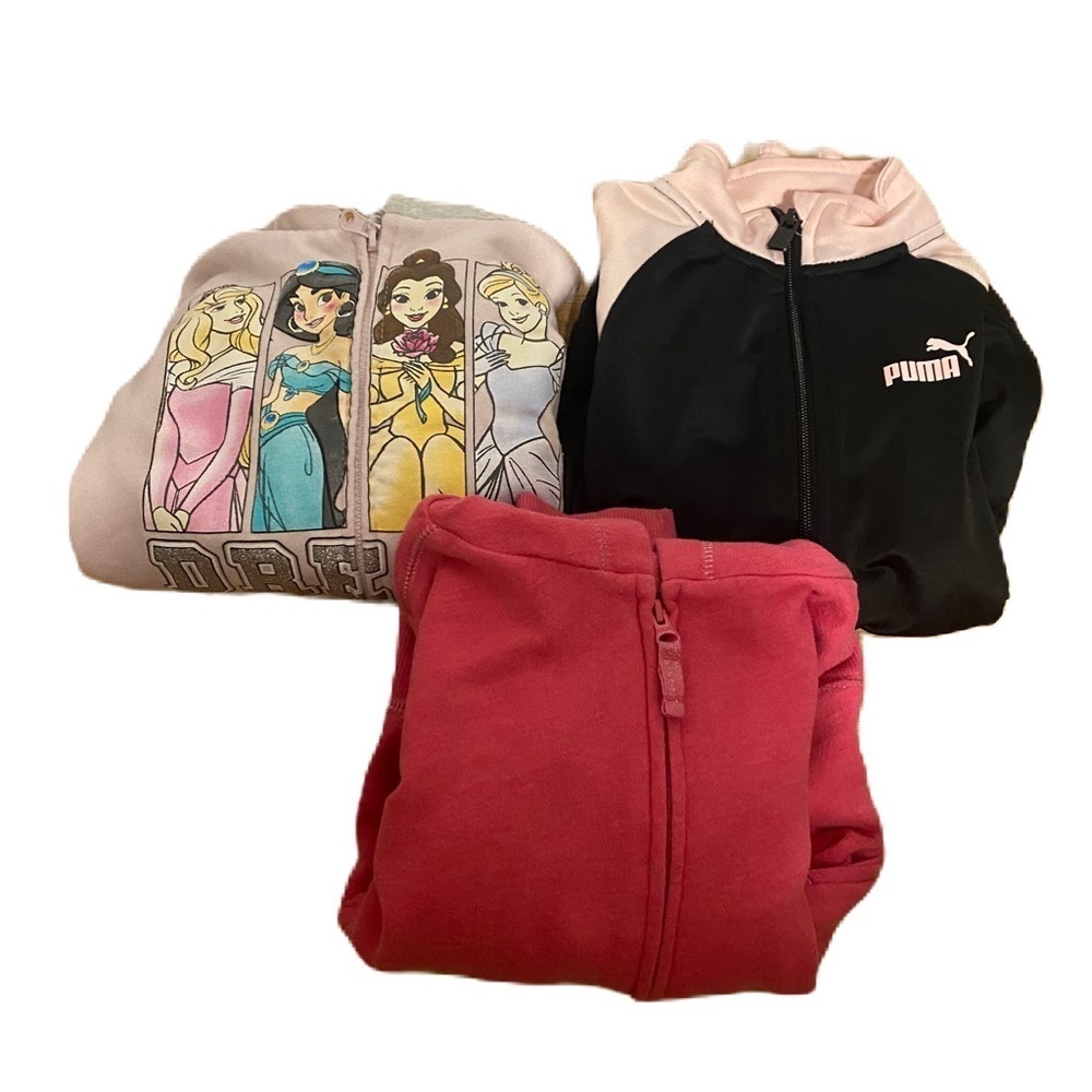 Size 5 Sweatshirt Bundle Disney Princess Puma Pink Jumping Beans Full Zip Hooded